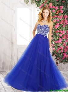 2016 Perfect Pretty A Line Sweetheart Tulle Perfect Prom Dresses in Blue