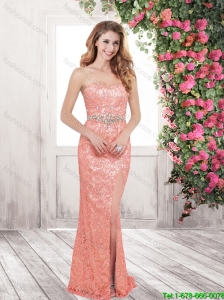 Exquisite Latest Fashionable Sweetheart High Slit Prom Dresses with Beading