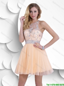 New Style Most Popular Beaded Scoop Prom Dresses with Zipper Up