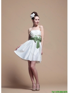 2016 Comfortable Strapless Short Prom Dresses with Ribbons and Paillette