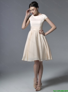 2016 Inexpensive Short Champagne Prom Dresses with Ruching
