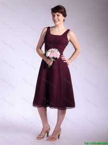 Affordable Square A Line Brown Prom Dresses with Ruching for 2016