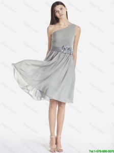 Fashionable One Shoulder Grey Prom Dresses with Bowknot 2015