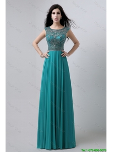 Discount Bateau Floor Length Prom Dresses with Beading