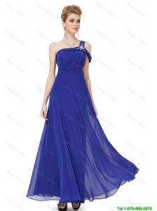 Beautiful Beaded One Shoulder Prom Dresses in Blue