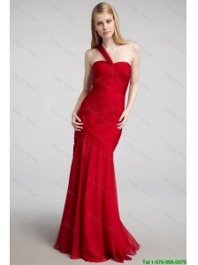 2016 Spring One Shoulder Mermaid Prom Dresses with Ruching
