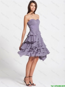 Affordable Short Ruffled Layers Lavender Prom Dresses