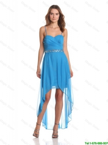 Hot Sale High Low Spaghetti Straps Prom Dresses with Beading