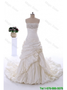 Classical Court Train Wedding Dress with Beading