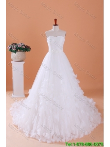 Custom Made A Line Sweetheart Wedding Dresses with Appliques