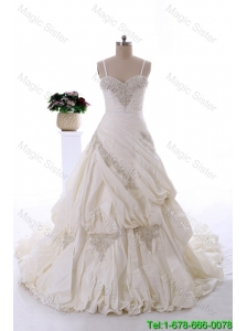 Fashionable 2016 Beading Wedding Dresses with Chapel Train