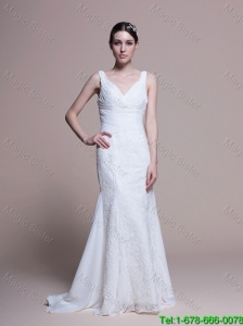 Perfect Mermaid Lace Brush Train Wedding Dresses for Garden