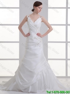 Perfect Mermaid Straps Wedding Dresses with Appliques and Beading