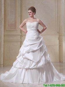 Plus Size A Line Strapless Appliques Wedding Dresses