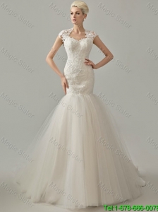 Remarkable 2016 Mermaid White Long Wedding Dresses with Lace