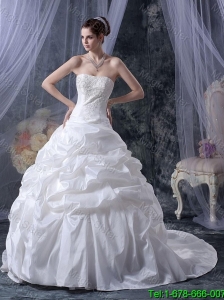 Romantic Ball Gown Strapless Wedding Dresses with Appliques
