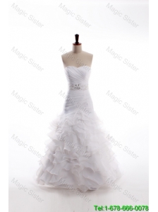 Affordable Mermaid Sweetheart Brush Train Beaded Wedding Dresses