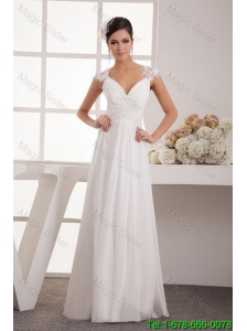 Classical Appliques Long Wedding Dresses with Appliques
