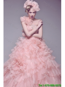 Exclusive Beading and Ruffles Wedding Dresses with Brush Train