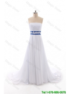Perfect Empire Strapless Wedding Dresses with Belt and Bowknot
