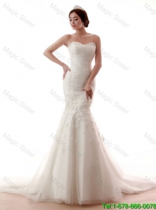 Remarkable Mermaid Hand Made Flowers Wedding Gowns with Hand Made Flowers