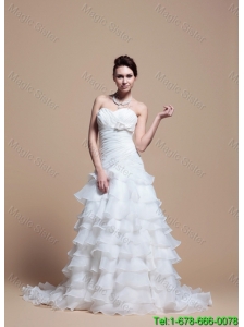 2016 Custom Made A Line Strapless Wedding Dresses with Ruffled Layer