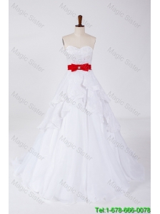 Classical Beading and Bowknot Wedding Dresses with Brush Train