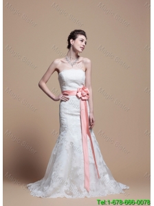 Custom Made Mermaid Strapless Wedding Dresses with Court Train