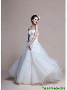 Elegant A Line Strapless Wedding Dresses with Appliques