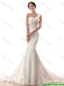 Exquisite Beading and Feather Mermaid White Wedding Dresses