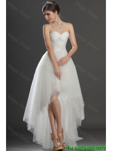 Fashionable Beading and Appliques High Low Wedding Dresses in Tulle