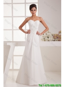 Remarkable Beading White Wedding Dress with Court Train