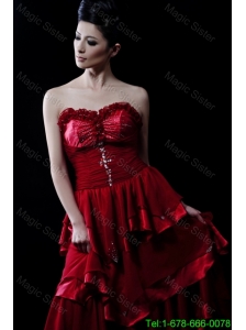 Wonderful Beading and Ruffled Layers Wine Red Wedding Dresses