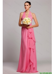2016 Classical Empire Halter Top Prom Dresses with Ruching