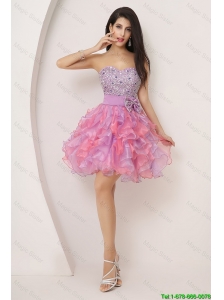 Pretty Sweetheart Bowknot and Beaded Short Prom Gowns in Multi Color