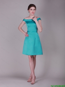Elegant Off the Shoulder Belt Short Prom Dresses in Turquoise 2016