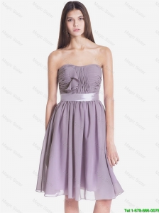 Exquisite Strapless Short Prom Dresses with Belt and Ruching