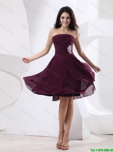Luxurious Strapless Brown Short Prom Dress with Appliques