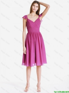 Perfect V Neck Ruching and Pleats Short Prom Dresses