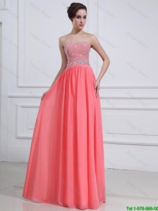 016 Popular Watermelon Sweetheart Prom Dresses with Beading