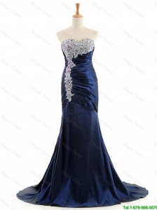 Pretty Custom Made Mermaid Royal Blue Prom Dresses with Brush Train