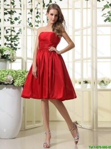 Popular Ruching and Pleats Short Prom Dresses in Red for 2016