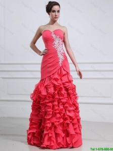 2016 Modest Appliques and Ruffles Mermaid Prom Dress