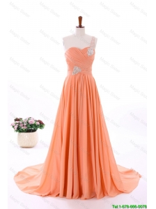 Beautiful 2016 Spring Empire Asymmetrical Prom Dresses with Beading