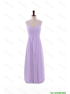 Beautiful Most Popular 2016 Straps Lavender Long Prom Dresses with Ruching