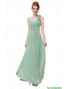 Classical One Shoulder Prom Dresses with Hand Made Flowers