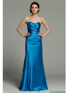 Modest Column Sweetheart Teal Prom Dresses with Zipper Up