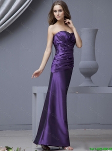 2016 Modest  Sweetheart Column Ruching Prom Dresses in Purple