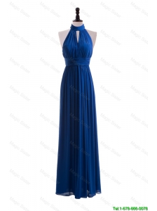 Beautiful 2016 Empire Halter Top Prom Dresses with Belt in Blue