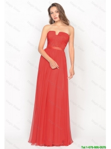 Beautiful Strapless Belt and Ruched Prom Dresses in Red